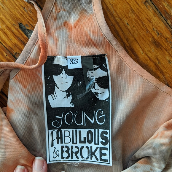 Young Fabulous Broke Lavender Rose Pink Velvet Tie Dye Jumpsuit XS - Picture 10 of 14